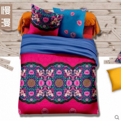 全棉纯棉中国风民族风 活性印花波西米亚四件套