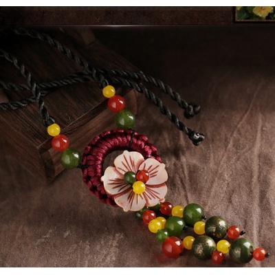 夏天贝壳花朵民族风项链复古吊坠手工短款衣服挂件夏配饰装饰品女