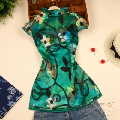 修身蕾丝旗袍上衣时尚改良唐装女装