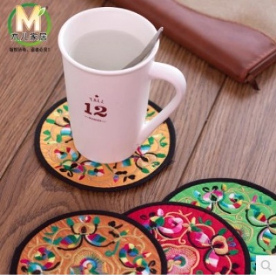 防滑隔热 餐桌日用 杯垫 碗垫 碟垫创意民族风刺绣布艺