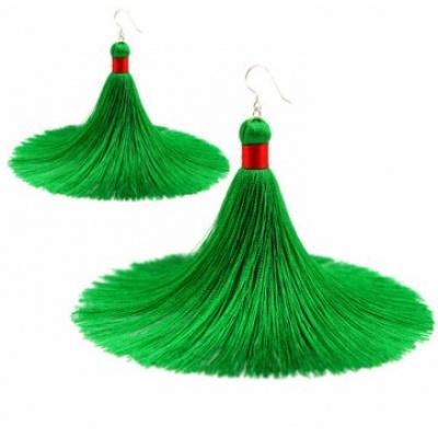 流苏耳环红色民族风夸张复古跳舞蹈演出耳饰长款耳坠