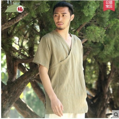中国风亚麻男装中式立领休闲民族服装汉服禅修
