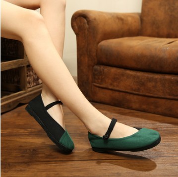 民族风拼色布鞋千层底养脚单鞋老北京女鞋