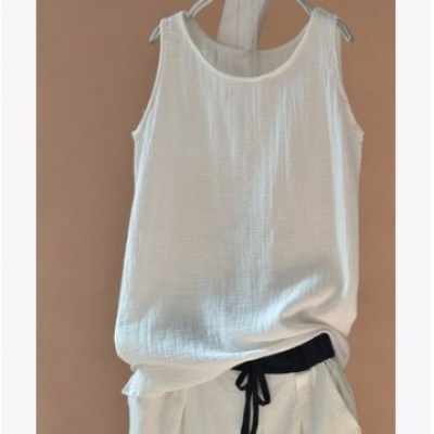 百搭棉麻文艺中长打底衫小背心