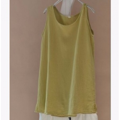 百搭棉麻文艺中长打底衫小背心