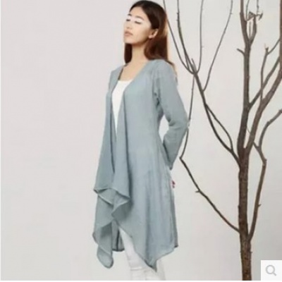 纯色大码女装棉麻复古防晒衣 超薄 开衫