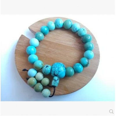 纯天然 原矿 绿松石手串 直径10mm佛珠念珠 高瓷无优化