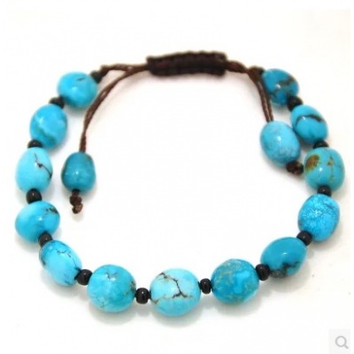 原矿纯天然无忧化绿松手链，直径6.5MM*15颗，10克