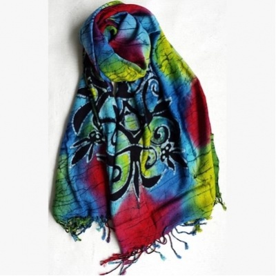 贵州蜡染围巾纯棉披肩多彩蜡染手绘围巾