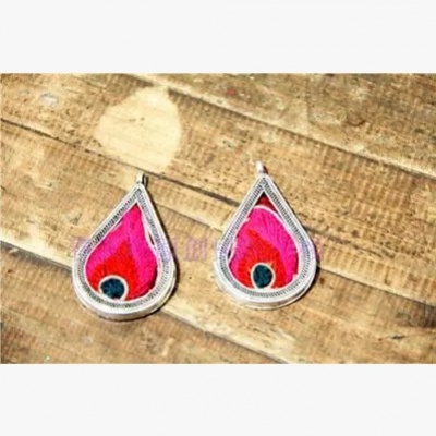 手工苗银苗绣老绣刺绣张耳环吊坠