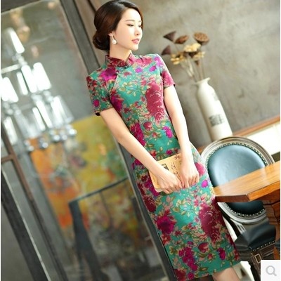 装新款民族风印花改良旗袍裙
