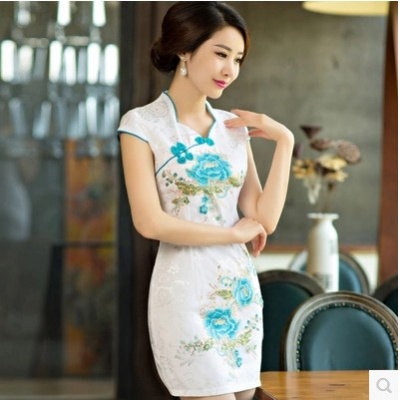 款复古中式改良旗袍连衣裙绣花旗袍裙
