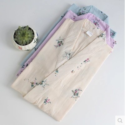 纯棉双层纱布和服家居服睡衣套装宽松