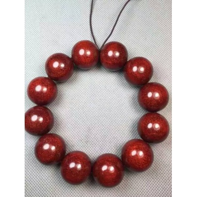 小叶紫檀鸡血红玻璃底爆满金星2.0手串