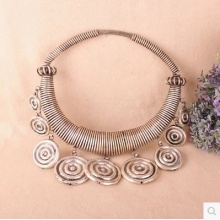 民族风特色手工苗族苗银新年礼物环环相扣爱更浓项圈