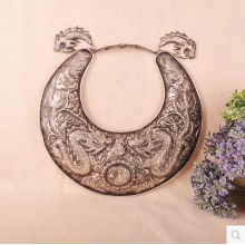 手工气质提升苗银新年礼物龙纹华丽项圈