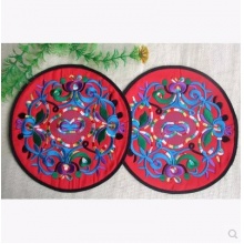 贵州苗族刺绣精美绣花杯垫/ 民族特色工艺茶垫（对）