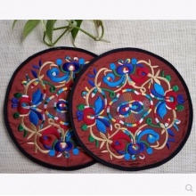 贵州苗族刺绣精美绣花杯垫/ 民族特色工艺茶垫（对）