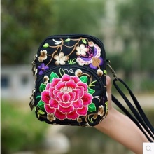 民族风刺绣包帆布绣花单肩手机包零钱包小包斜挎包