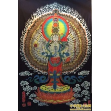 千手观音 手绘蜡染画 布艺壁挂画 工艺品 客厅装饰品