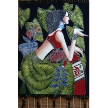 绿叶女 布艺壁挂画 工艺品 客厅装饰品